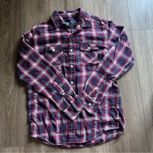 American Rag Red and Black Plaid Button Down Flannel Shirt